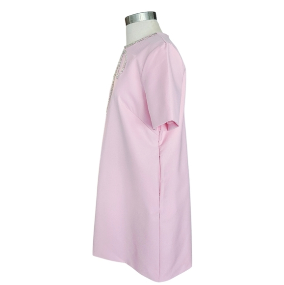 NWOT Pink Baby Pink  Dress with Embellished Sworowski Cristals Neckline - Picture 6 of 8
